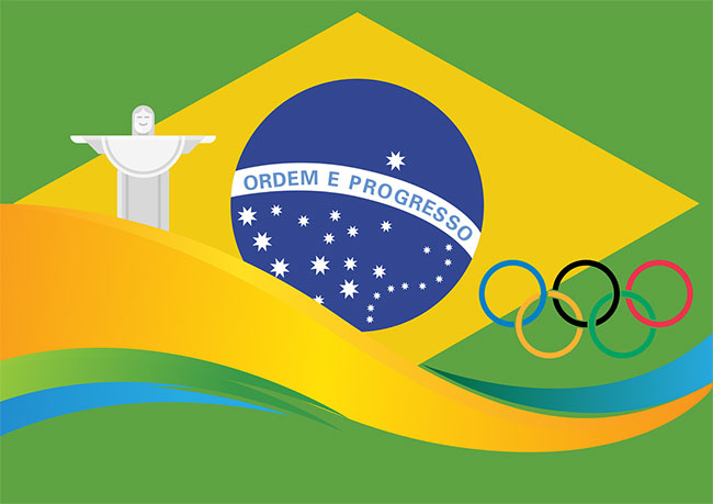 Brazilian and Olympic Flags