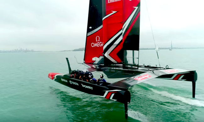 New Zeland Sailing Team in the water